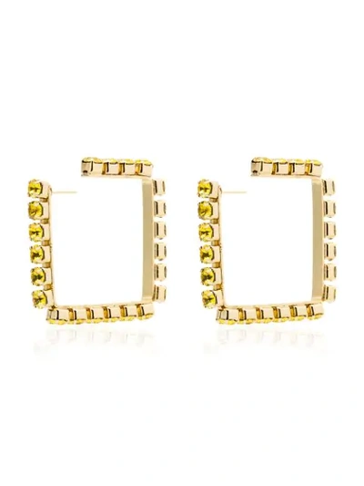 Area Crystal-embellished Square Hoop Earrings In Yellow