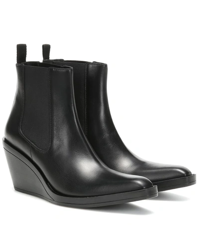 Acne Studios Bleeker Leather Wedge Ankle Boots In Black