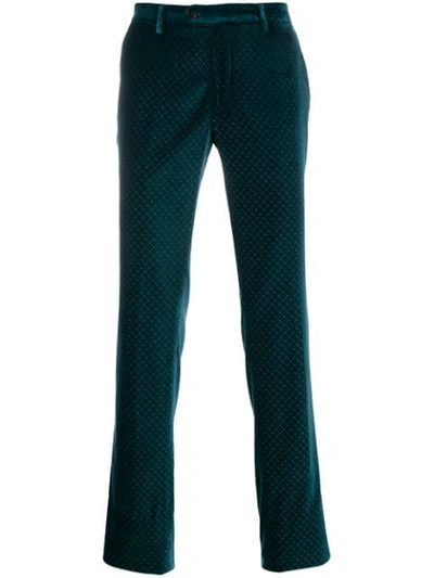 Etro Patterned Straight Leg Trousers In Blue