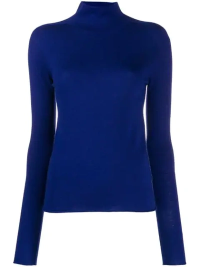 Joseph Turtleneck Knitted Wool Jumper In Blue