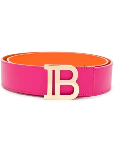 Balmain Logo Reversible Belt In Pink