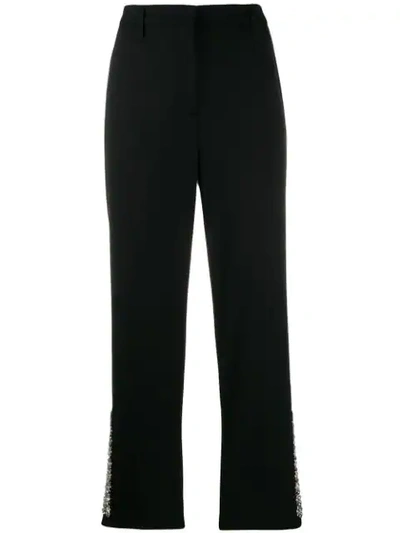 Prada Crystal-embellished Cropped Trousers In 002 Nero