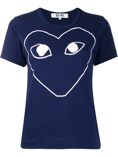 Comme Des Garçons Play Front Print T-shirt In Blue