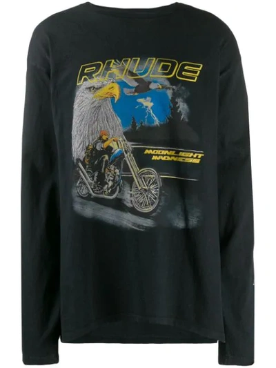 Rhude Oversized Eagle Sweatshirt In Black