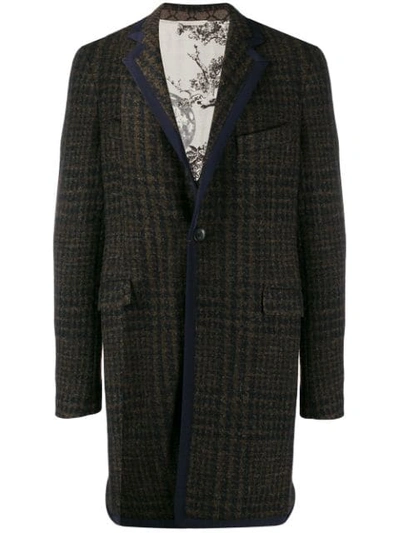 Etro Houndstooth Check Coat In Brown