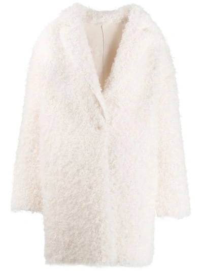 Pinko Textured Cocoon Coat In C00 Bianco