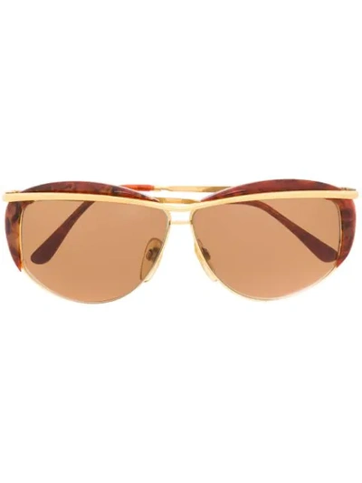 Pre-owned Valentino 1990's Tortoiseshell Details Tinted Sunglasses In Brown