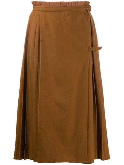 Pre-owned Versace 1980's Pleated Detail Skirt In Neutrals