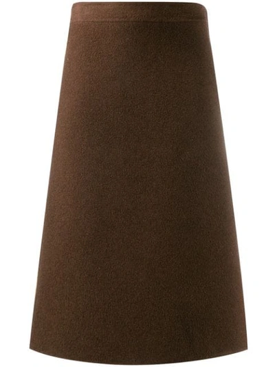 Pre-owned Ferragamo 1970's Knee-length A-line Skirt In Brown