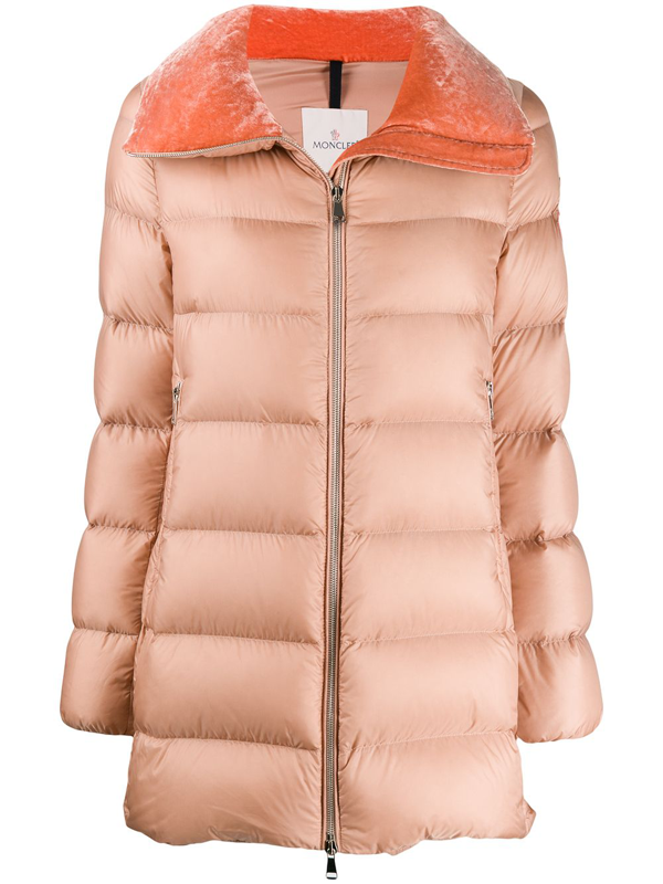 Moncler Torcon Nylon Down Jacket W/velvet Detail In Pink | ModeSens