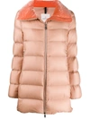 Moncler Torcon Nylon Down Jacket W/velvet Detail In Pink