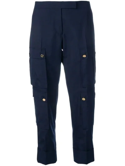 Thom Browne Cropped Cargo Trousers In Blue