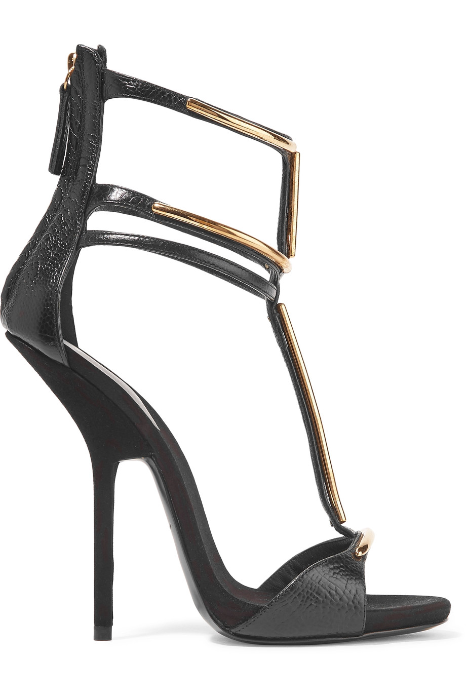 giuseppe zanotti black suede snake strap sandals