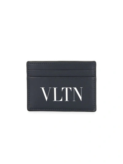 Valentino Garavani Vltn-print Leather Cardholder In Schwarz