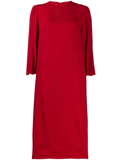 Valentino Boat-neck Fitted Midi Dress In Red