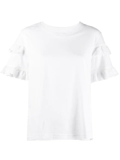 Mcq By Alexander Mcqueen Ruffled Sleeve T-shirt In White