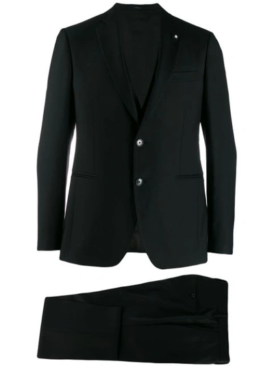 Lardini Formal Three-piece Suit In Black