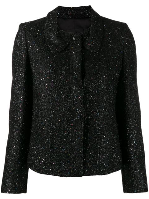 Emporio Armani Glitter Fitted Jacket In Black | ModeSens