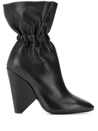 Saint Laurent Elasticated Detail Ankle Boots In Black