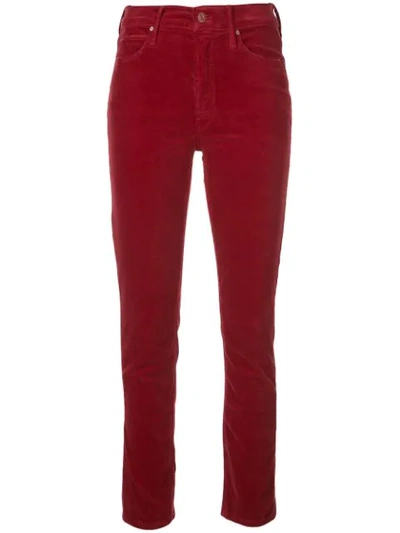 Mother Cropped Skinny Jeans In Red