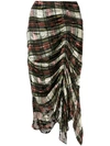 Preen By Thornton Bregazzi Tartan Gathered Skirt In Green