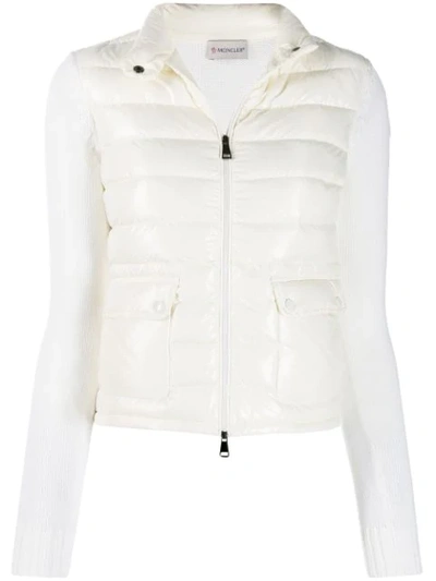 Moncler Wool Detailed Padded Jacket In 034  Ivory