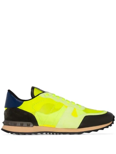 Valentino Garavani Men's Rockrunner Camouflage Trainer Sneaker In Yellow