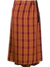 Mcq By Alexander Mcqueen High Waisted Check Print Skirt In Orange