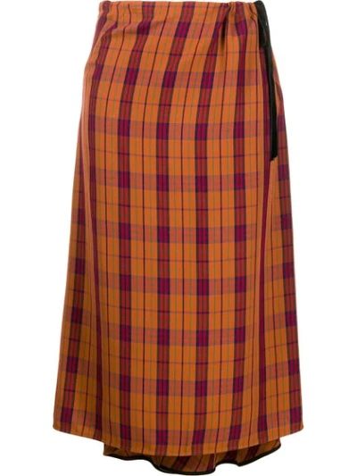 Mcq By Alexander Mcqueen High Waisted Check Print Skirt In Orange