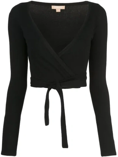 Michael Kors Cashmere Wrap Top In Black