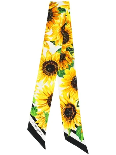 Dolce & Gabbana Sunflower Print Ascot In Yellow