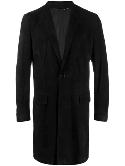 Dolce & Gabbana Suede Single-breasted Coat In Black