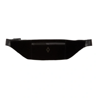 Marcelo Burlon County Of Milan Black Velvet Cross Pouch In 1010 Blkblk