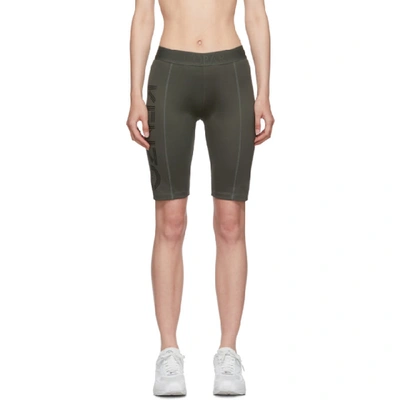 Kenzo Green Logo Sport Cyclist Shorts In 51 Dk Khaki