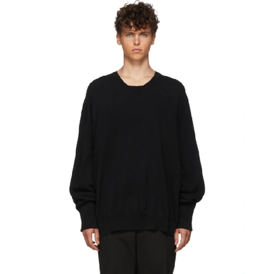 Ann Demeulemeester Black Knitted Sweater In Blk/offwhit