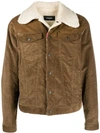 Dsquared2 Faux Shearling Trim Corduroy Jacket In Beige