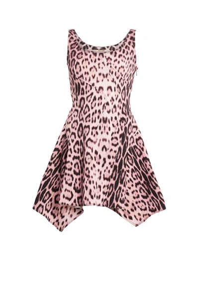 Roberto Cavalli Heritage Jaguar Print Mini Dress In Pink