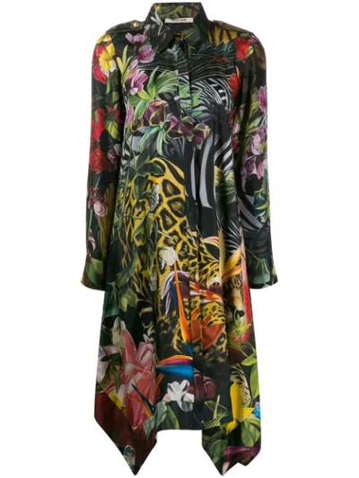 Roberto Cavalli Paradise Found Print Shirt Dress In 09000 Black Multi
