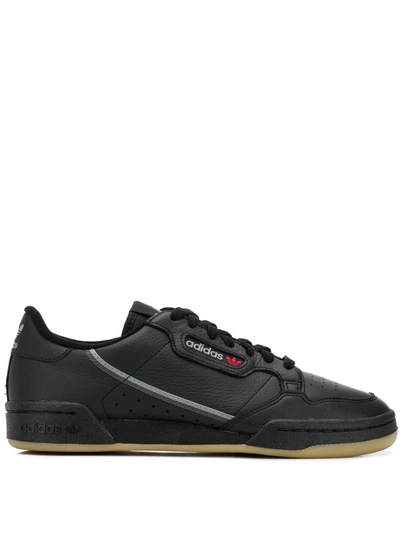 Adidas Originals Continental 80 Black Leather Sneakers In Core Black / Grey / Gum