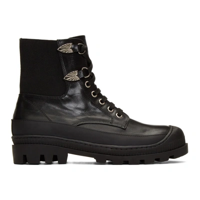 Toga Virilis Chunky Lace-up Leather Boots In Black