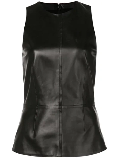 Proenza Schouler Sleeveless Leather Peplum Top In Black