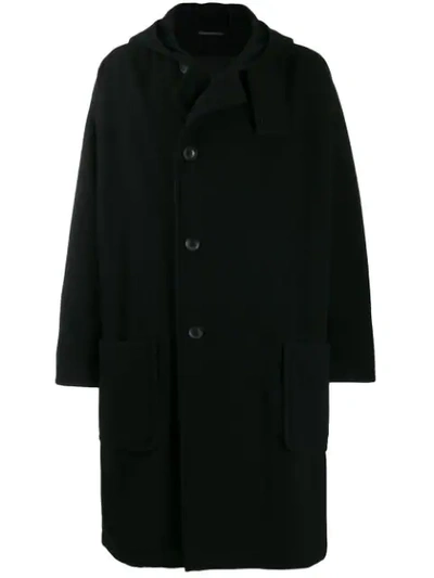 Yohji Yamamoto Oversized-mantel Mit Kapuze In Black