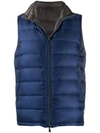 Herno Padded Zipped Gilet In Blue