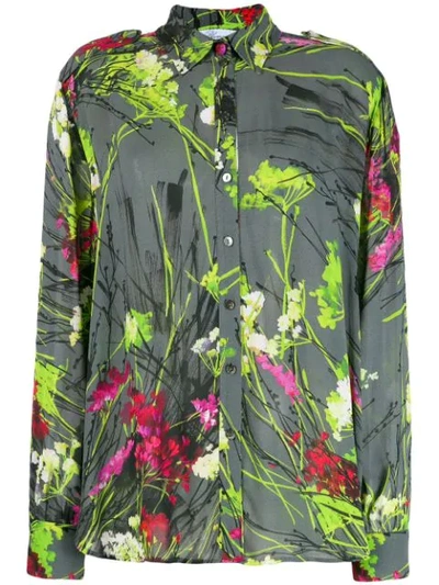 Blumarine Floral Print Shirt In Grey