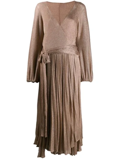Maria Lucia Hohan Millie Metallic-knit Wrap Dress In Neutrals