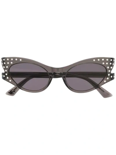 Mcq By Alexander Mcqueen Cat-eye Sunglasses With Rhinestones In Black