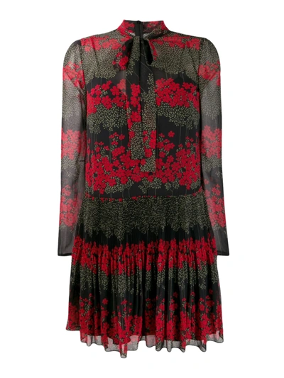 Red Valentino Dreaming Peony Print Flowy Dress In Black