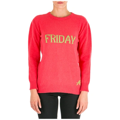 Alberta Ferretti Women's Jumper Sweater Crew Neck Round Rainbow Week Friday In Pink