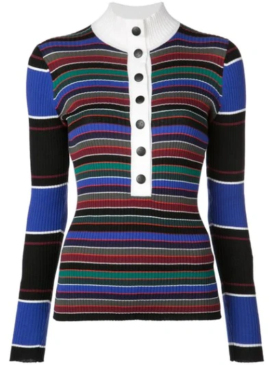 Proenza Schouler Pswl Rugby Striped Turtleneck Sweater In Black