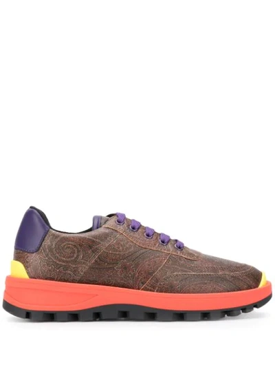 Etro Contrast Sole Trainers In Brown